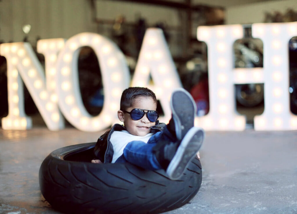 Marquee letters birthday boy name NOAH