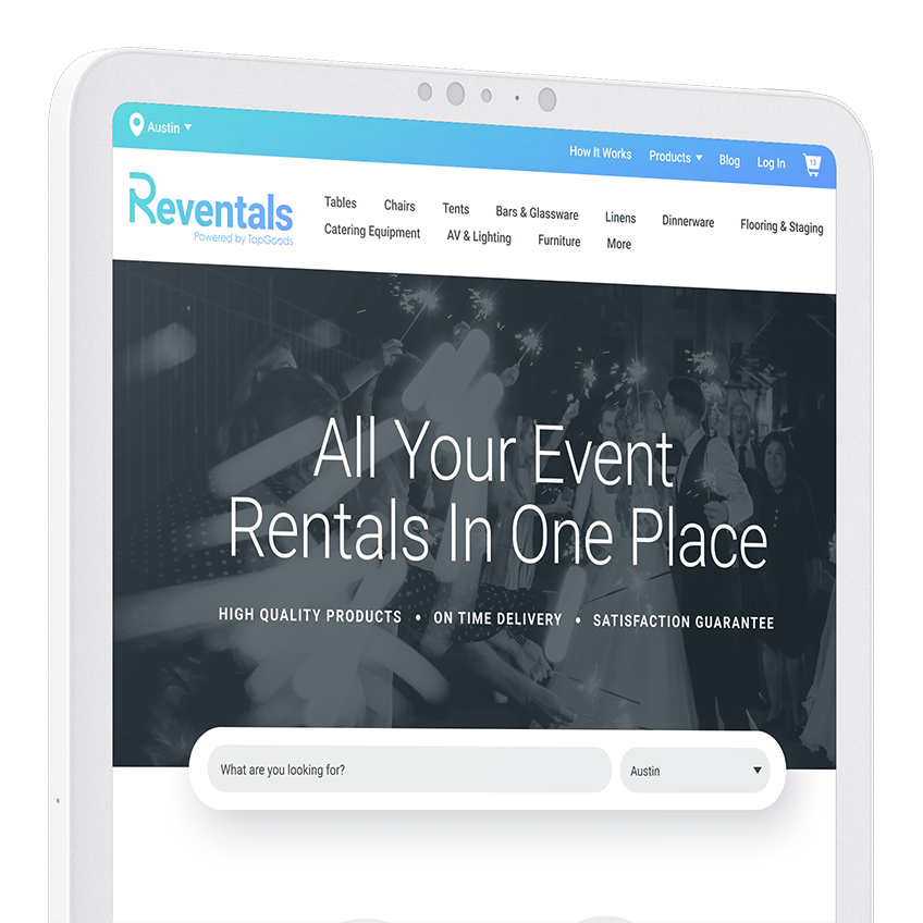 Reventals event rentals on tablet