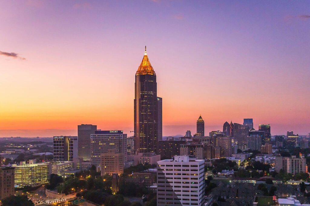 Midtown Atlanta skyline just after sunset