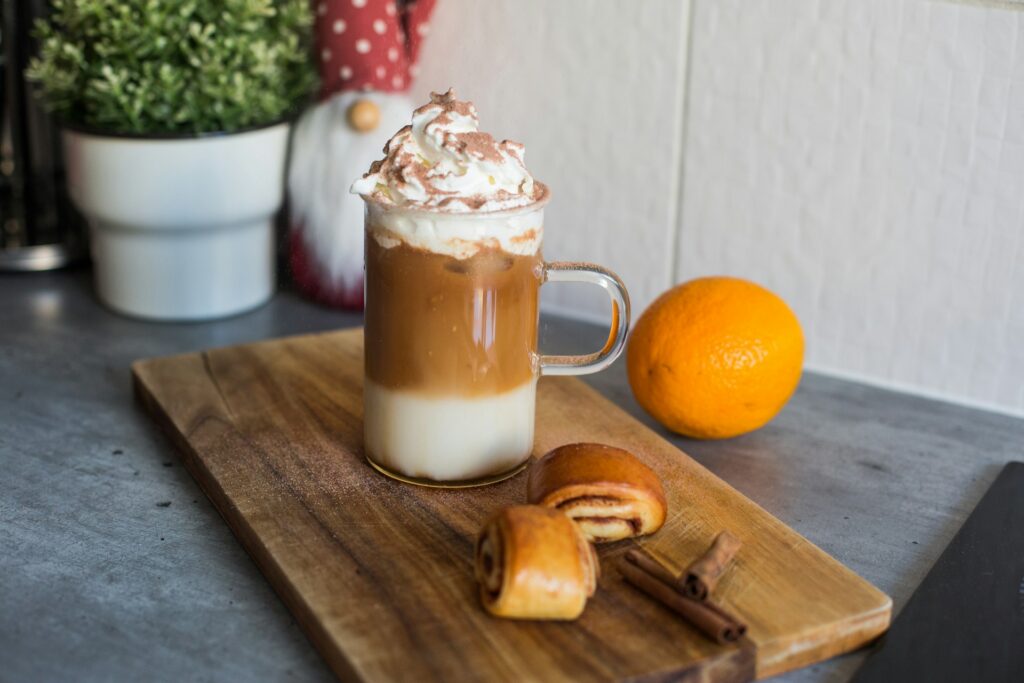 pumpkin spice latte standing on a counter