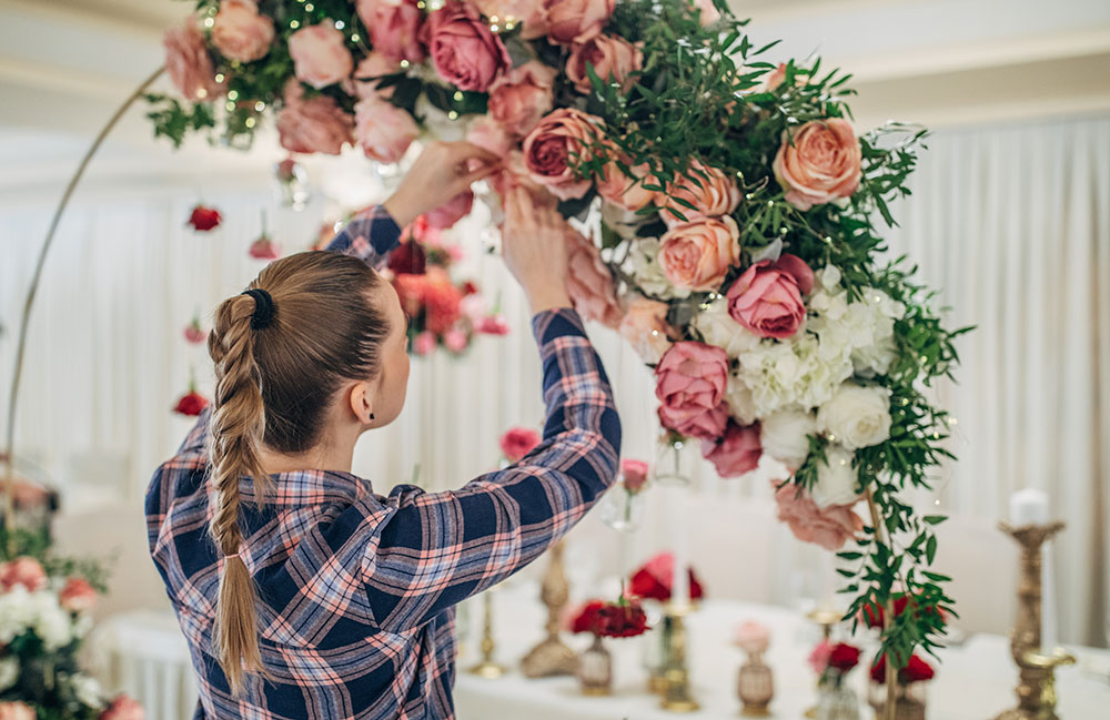 Vendor Setting Up Flowers